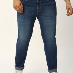 Thomas Scott Plus Size Men Mid-Rise Smart Tapered Fit Light Fade Stretchable Jeans-image-90