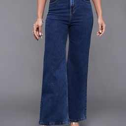 Miss Chase Women Wide Leg High-Rise Mildly Distressed Stretchable Jeans-picture-48