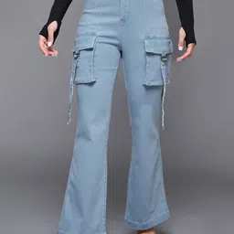 Miss Chase Women Bootcut High-Rise Mildly Distressed Stretchable Jeans-image-98