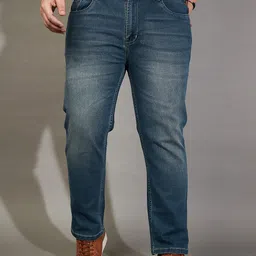 bigbanana Men Plus Size Mid-Rise Light Fade Clean Look Stretchable Jeans-40