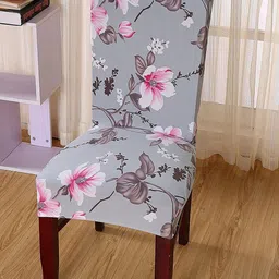 HOUSE OF QUIRK Grey & Pink 4-Pieces Floral Printed Removable Chair Covers-image-75