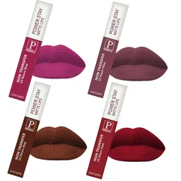 PERPAA Power Stay Set Of 4 Liquid Matte Lipstick - 5ml Each -Pink-Apple Red-Mauve-Brown-18