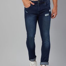 Roadster Men Navy Blue Skinny Fit Low Distress Light Fade Stretchable Jeans-image-35