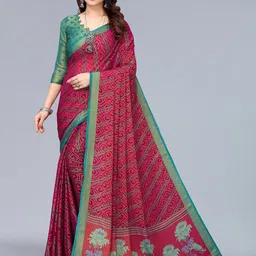 Winza Designer Magenta & Green Bandhani Zari Pure Chiffon Bandhani Saree-picture-25
