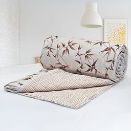 Aurave Iris Designer Brown Floral Reversible Cotton AC Room 150 GSM Double Bed Dohar-image-74