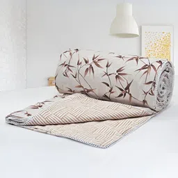 Aurave Iris Designer Brown Floral Reversible Cotton AC Room 150 GSM Single Bed Dohar-image-80