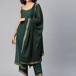 Shedika Floral Printed Regular Straight Kurta With Trousers & Dupatta-picture-25