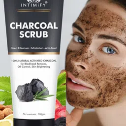 INTIMIFY Charcoal Scrub For Deep Cleansing Blackheads & Whiteheads Removal - 100g-25