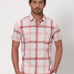 Mufti Windowpane Checks Slim Fit  Opaque Pure Cotton Casual Shirt-picture-6