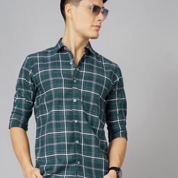 PAUL STREET Tartan Checks Spread Collar Cotton Casual Shirt-image-87