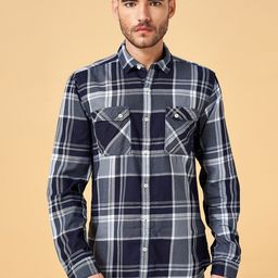SF JEANS by Pantaloons Tartan Checked Slim Fit Cotton Casual Shirt-image-46