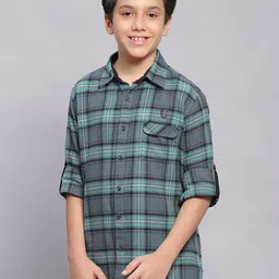 Monte Carlo Boys Classic Slim Fit Tartan Checked Casual Pure Cotton Shirt-image-84