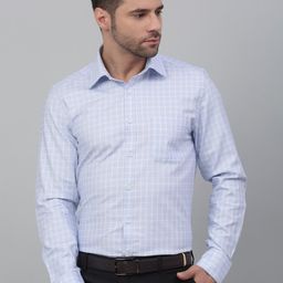 LOUIS STITCH Comfort Fit Grid Tattersall Checked Cotton Formal Shirt-image-70