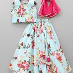 BAESD Girls Printed Semi-Stitched Lehenga & Unstitched Blouse With Dupatta-picture-8