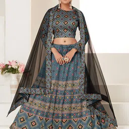 ODETTE Printed Semi-Stitched Lehenga & Unstitched Blouse With Dupatta-57