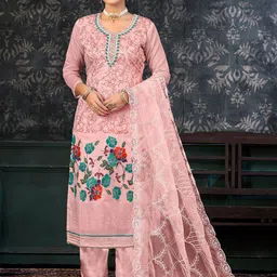 KALINI Floral Printed Beads and Stones Unstitched Dress Material-image-78