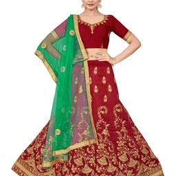 MANVAA Embroidered Beads and Stones Semi-Stitched Lehenga & Unstitched Blouse With Dupatta-image-57