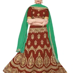 MANVAA Embroidered Beads and Stones Semi-Stitched Lehenga & Unstitched Blouse With Dupatta-image-44