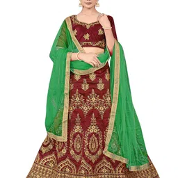 MANVAA Embroidered Beads & Stones Semi-Stitched Lehenga & Unstitched Blouse With Dupatta-picture-4