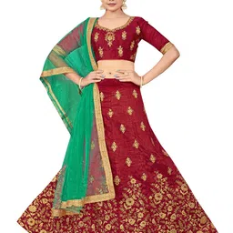 MANVAA Embroidered Beads & Stones Semi-Stitched Lehenga & Unstitched Blouse With Dupatta-picture-6