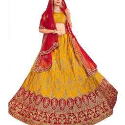 MANVAA Embroidered Semi-Stitched Silk Lehenga & Unstitched Blouse With Dupatta-picture-18