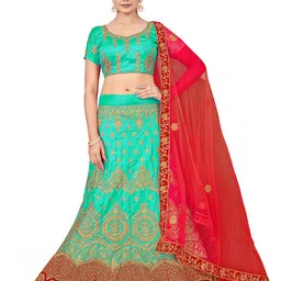 MANVAA Embroidered Beads and Stones Semi-Stitched Lehenga & Unstitched Blouse With Dupatta-picture-14