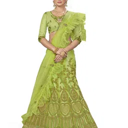 MANVAA Embroidered Semi-Stitched Lehenga & Unstitched Blouse With Dupatta-46