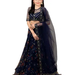 BAESD Girls Embroidered Thread Work Semi-Stitched Lehenga & Unstitched Blouse With Dupatta-picture-36