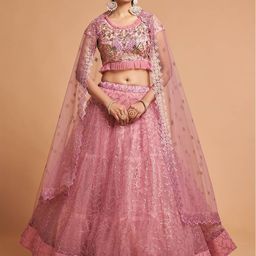 FABPIXEL Pink & Gold-Toned Embroidered Kalamkari Semi-Stitched Lehenga & Unstitched Blouse With Dupatta-14