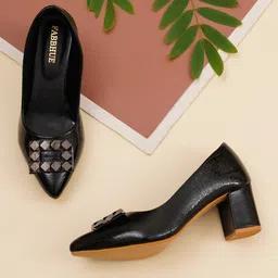 FABBHUE Embellished Pointed Toe Block Pumps-44