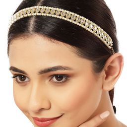 KARATCART Women Gold-Toned & White Embellished Tiara-image-33