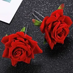 Proplady Women Set of 2 Floral Embellished U Pins-28