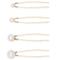 HAIR DRAMA COMPANY Women White & Gold-Toned Embellished U Pins-image-31