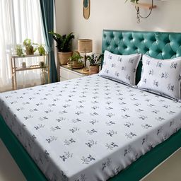 KLOTTHE Floral 300 TC Cotton Blend Double Bedsheet & 2 Pillow Covers-image-24