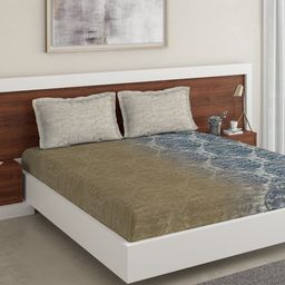 DDecor Blue & Olive Green Ethnic Motifs 180 TC Cotton 1 King Bedsheet with 2 Pillow Covers-picture-17