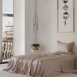Stoa Paris Date Night Collection 300 TC Satin Single Size Bedsheet with 1 Pillow Covers-image-91