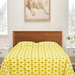 Saral Home Yellow & White Ethnic Motifs Cotton 210 TC Queen Bedsheet with 2 Pillow Covers-image-91