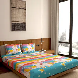 DECOREZA Pink Conversational 300 TC 130 GSM Queen Bedsheet with 2 Pillow Covers-image-24