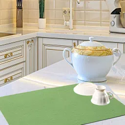 Kuber Industries Green 3 Pieces Microfiber Reversible Water Absorption Dish Drying Mats-27