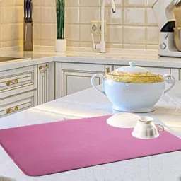 Kuber Industries Pink 3 Pieces Microfiber Reversible Water Absorption Dish Drying Mats-57