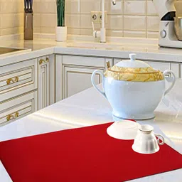 Kuber Industries Red Microfiber Reversible Water Absorption Dish Drying Mat-55