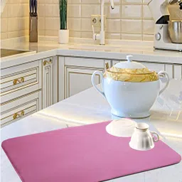 Kuber Industries Blue & Pink 3 Pieces Reversible Water Absorption Dish Drying Mats-28