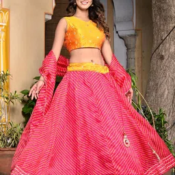 Indi INSIDE Mirror Work Embroidered Semi-Stitched Lehenga & Unstitched Blouse With Dupatta-picture-16