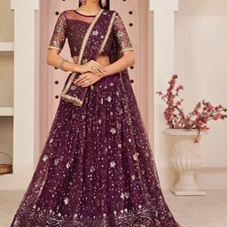FABPIXEL Embroidered Semi-Stitched Lehenga & Unstitched Blouse With Dupatta-image-12