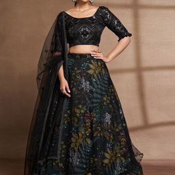 ODETTE Embellished Thread Work Semi-Stitched Lehenga & Unstitched Blouse With Dupatta-19