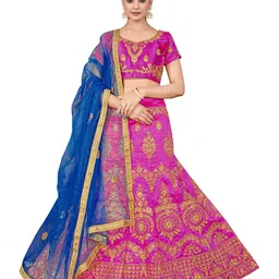 MANVAA Embroidered Semi-Stitched Lehenga & Unstitched Blouse With Dupatta-picture-4