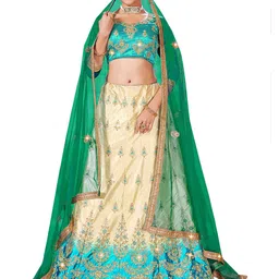 MANVAA Embroidered Semi-Stitched Lehenga & Unstitched Blouse With Dupatta-picture-6