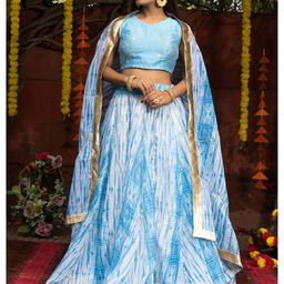 Indi INSIDE Tie and Dye Ready to Wear Lehenga & Unstitched Blouse With Dupatta-image-49