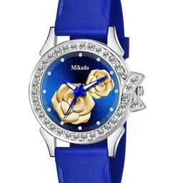 Mikado Women Multicoloured Brass Embellished Dial & Blue Leather Straps Analogue Watch DD 4111-image-100