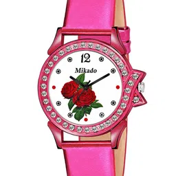 Mikado Women White Brass Embellished Dial & Pink Leather Straps Analogue Watch SK 1110-image-85